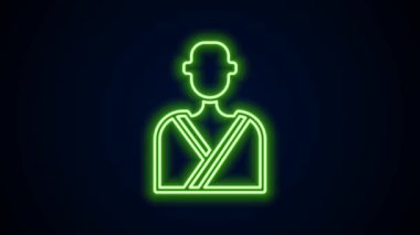 Sauna simgesindeki parıldayan neon hattı adamı siyah arkaplanda izole edildi. 4K Video hareketli grafik canlandırması