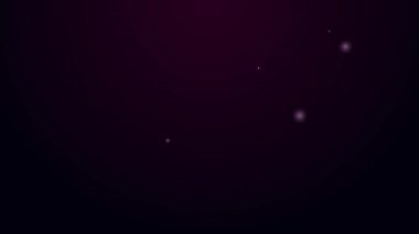 Parlayan neon hattı havan ve tokmak simgesi siyah arkaplanda izole edildi. 4K Video hareketli grafik canlandırması