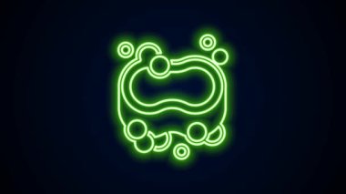 Parlayan neon hattı siyah arkaplanda izole edilmiş sabun simgesi. Köpüklü sabun çubuğu. 4K Video hareketli grafik canlandırması