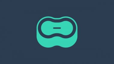 Mavi arkaplanda izole edilmiş turkuaz sabun simgesi. Köpüklü sabun çubuğu. 4K Video hareketli grafik canlandırması