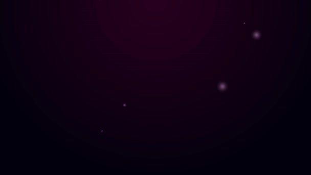 ネオンラインの輝き黒の背景に隔離されたスネークアイコン。4Kビデオモーショングラフィックアニメーション — ストック動画
