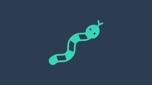 Icono de serpiente turquesa aislado sobre fondo azul. Animación gráfica de vídeo 4K — Vídeos de Stock