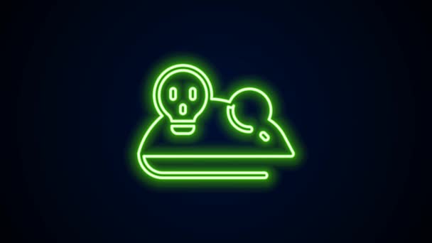 发光的霓虹灯线实验鼠标图标隔离在黑色背景。4K视频运动图形动画 — 图库视频影像