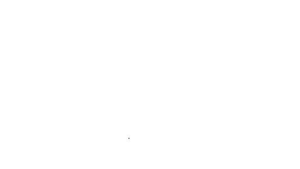 Zwarte lijn Radioactief in locatie pictogram geïsoleerd op witte achtergrond. Radioactief giftig symbool. Stralingsgevaar. 4K Video motion grafische animatie — Stockvideo