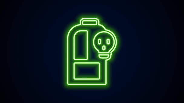 Glödande neon line Laboratorium kemisk bägare med giftig flytande ikon isolerad på svart bakgrund. Symbolen för biologiska risker. Farlig symbol med strålningsikon. 4K Video motion grafisk animation — Stockvideo