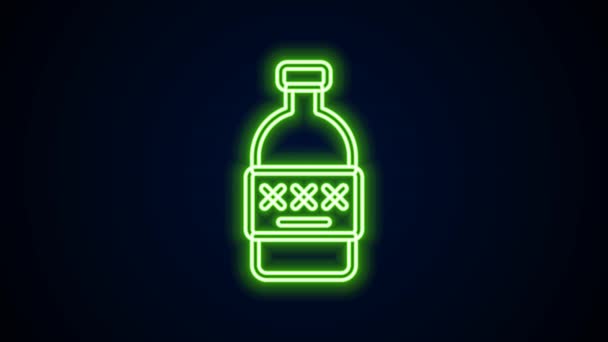 Línea de neón brillante Icono de alcohol envenenado aislado sobre fondo negro. Animación gráfica de vídeo 4K — Vídeo de stock