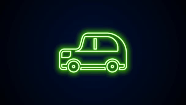 Linha de néon brilhante Ícone do carro isolado no fundo preto. Animação gráfica em movimento de vídeo 4K — Vídeo de Stock