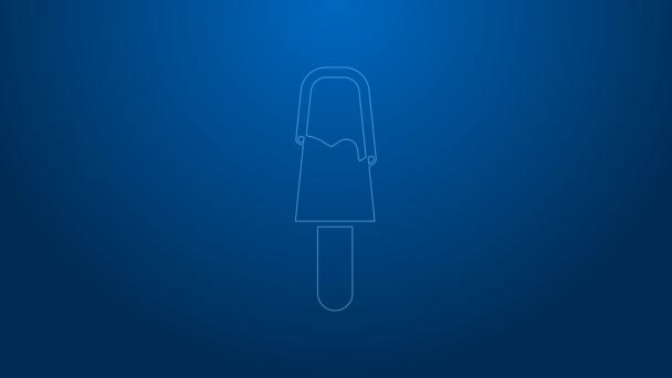 White line Ice cream icon isolated on blue background. Sweet symbol. 4K Video motion graphic animation — Stock Video