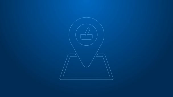 White line Picnic location icon isolated on blue background. 4K Video motion graphic animation — Wideo stockowe