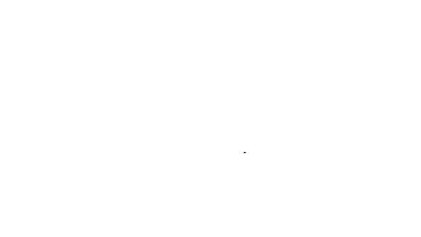 Zwarte lijn Papier glas met drinkstro en water pictogram geïsoleerd op witte achtergrond. Natronglas. Verse koude drank symbool. 4K Video motion grafische animatie — Stockvideo
