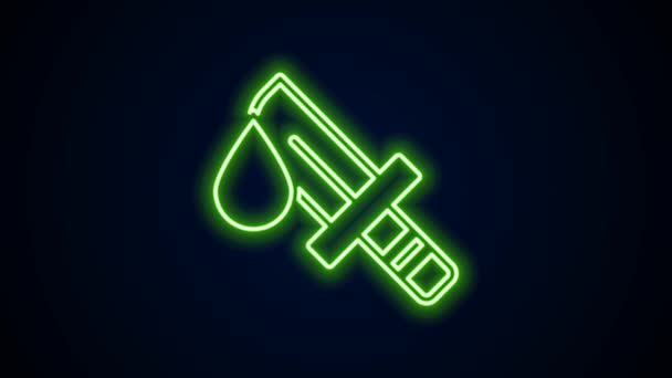 Glowing neon line Bloody knife icon isolated on black background. 4K Video motion graphic animation — Stock Video