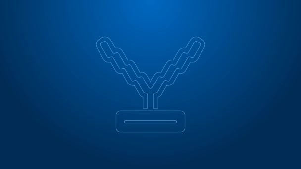 White line Rapper chain icon isolated on blue background. 4K Video motion graphic animation — Wideo stockowe