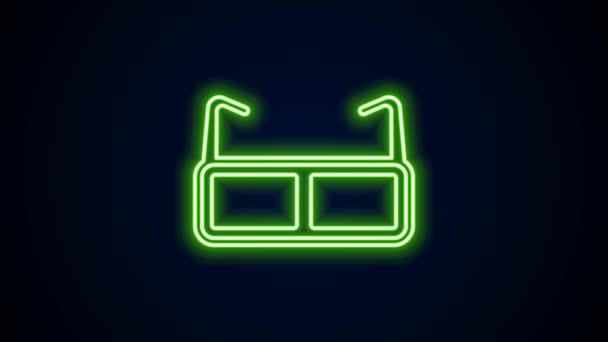 Gloeiende neon lijn Bril pictogram geïsoleerd op zwarte achtergrond. Oogglazen frame symbool. 4K Video motion grafische animatie — Stockvideo