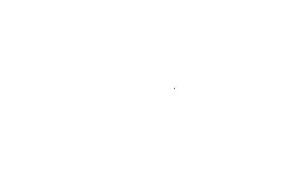 Черная линия улик мешок с иконкой пули изолированы на белом фоне. Видеографическая анимация 4K — стоковое видео