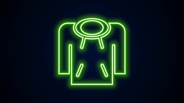 Leuchtendes neonfarbenes Hoodie-Symbol isoliert auf schwarzem Hintergrund. Kapuzen-Sweatshirt. 4K Video Motion Grafik Animation — Stockvideo