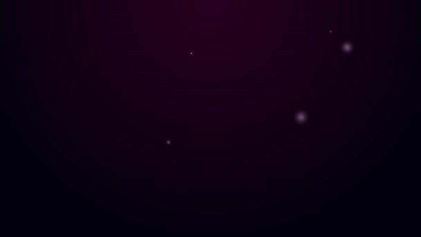Ligne lumineuse néon Chapeau d'hiver icône isolé sur fond noir. Animation graphique de mouvement vidéo 4K — Video