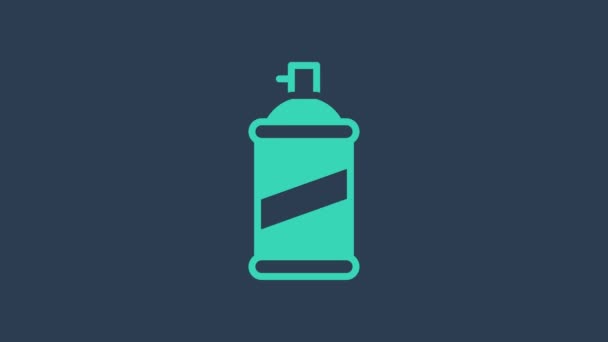 Turquoise Paint spray peut icône isolée sur fond bleu. Animation graphique de mouvement vidéo 4K — Video