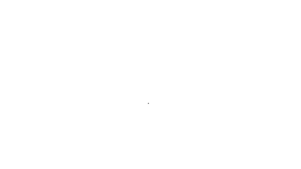 Zwarte lijn Theepot met blad pictogram geïsoleerd op witte achtergrond. 4K Video motion grafische animatie — Stockvideo
