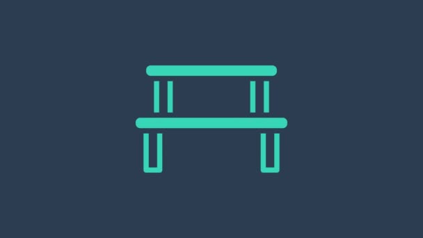 Turquoise Sauna wood bench icon isolated on blue background. 4K Video motion graphic animation — Wideo stockowe