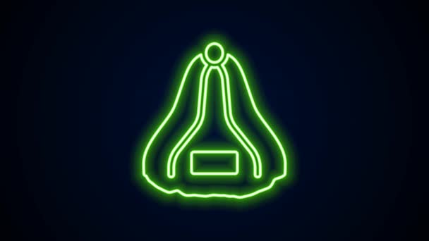 Glödande neon line Bastu hatt ikon isolerad på svart bakgrund. 4K Video motion grafisk animation — Stockvideo