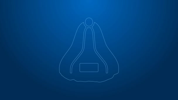 White line Sauna hat icon isolated on blue background. 4K Video motion graphic animation — Stock videók