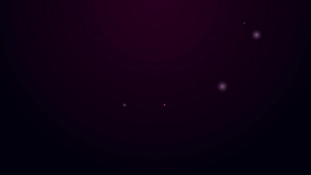 Linea fluorescente icona Fiore isolato su sfondo nero. Dolce cibo naturale. Animazione grafica 4K Video motion — Video Stock
