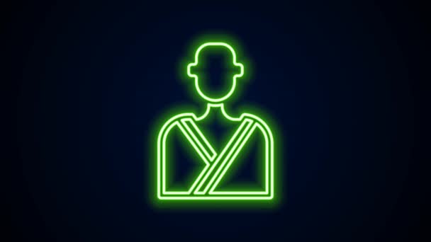 Glowing neon line Man in the sauna icon isolated on black background. 4K Video motion graphic animation — Stock Video