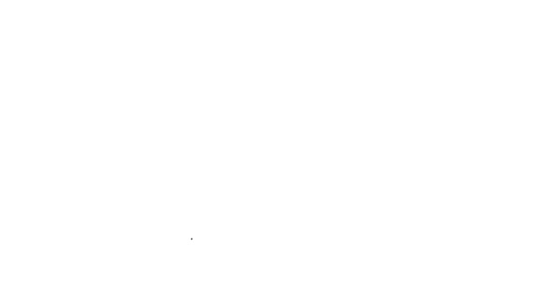 Zwarte lijn Houten bijl pictogram geïsoleerd op witte achtergrond. Een houthakkerbijl. 4K Video motion grafische animatie — Stockvideo