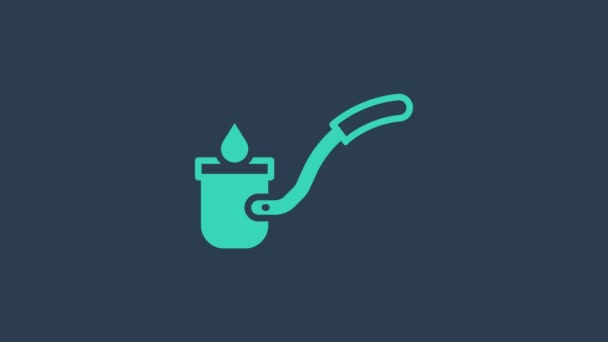 Turquoise Sauna ladle icon isolated on blue background. 4K Video motion graphic animation — Vídeos de Stock