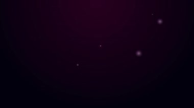 Parlayan neon hattı Sauna termometre simgesi siyah arkaplanda izole edildi. Sauna ve banyo malzemeleri. 4K Video hareketli grafik canlandırması
