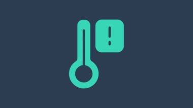 Turkuaz Sauna termometre simgesi mavi arkaplanda izole edildi. Sauna ve banyo malzemeleri. 4K Video hareketli grafik canlandırması