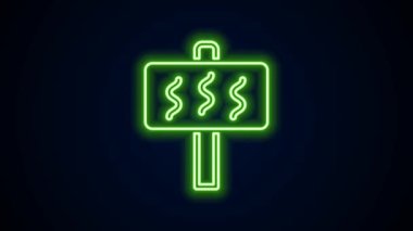Parlayan neon hattı sauna simgesi siyah arkaplanda izole edildi. 4K Video hareketli grafik canlandırması