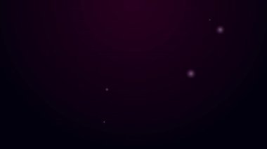 Siyah zemin üzerinde geri dönüşüm sembolü olan parlak neon çizgili çöp torbası. Çöp kutusu simgesi. Geri dönüşüm sepeti işareti. 4K Video hareketli grafik canlandırması