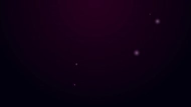 Parlayan neon çizgisi Yaprak Eko simgesi simgesi siyah arkaplanda izole edildi. Pankart, etiket, etiket, logo, çevre yeşili etiketi. 4K Video hareketli grafik canlandırması