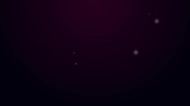 Parlayan neon çizgisi ok ve yay simgesi siyah arkaplanda izole edildi. Aşk tanrısı sembolü. Aşk işareti. Sevgililer günün kutlu olsun. 4K Video hareketli grafik canlandırması