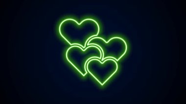 Parlayan neon çizgisi kalp simgesi siyah arkaplanda izole edildi. Romantik sembol, bağlanma, tutku ve düğün. Sevgililer günün kutlu olsun. 4K Video hareketli grafik canlandırması