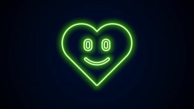 Parlayan neon çizgisi kalp simgesi siyah arkaplanda izole edildi. Romantik sembol, bağlanma, tutku ve düğün. Sevgililer günün kutlu olsun. 4K Video hareketli grafik canlandırması