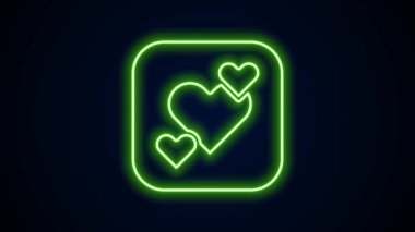 Parlayan neon çizgisi kalp simgesi siyah arkaplanda izole edildi. Romantik sembol, bağlanma, tutku ve düğün. Sevgililer günün kutlu olsun. 4K Video hareketli grafik canlandırması