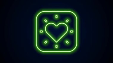 Parlayan neon çizgisi kalp simgesi siyah arkaplanda izole edildi. Romantik sembol, bağlanma, tutku ve düğün. Sevgililer günün kutlu olsun. 4K Video hareketli grafik canlandırması
