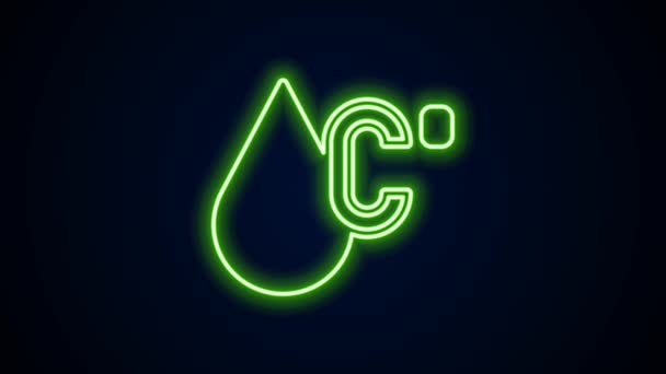 Glowing neon line Water temperature icon isolated on black background. 4K Video motion graphic animation — стоковое видео