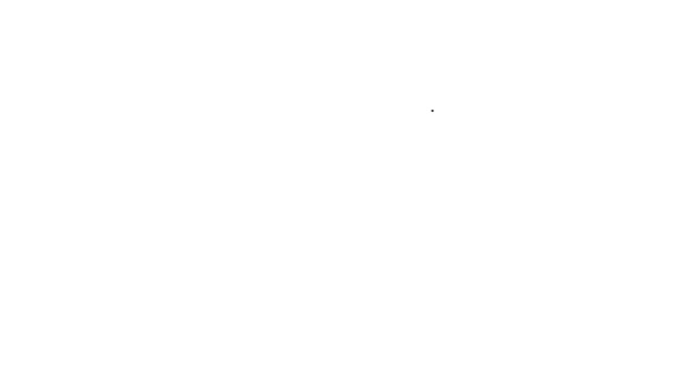 Svart linje Handduk på hängare ikon isolerad på vit bakgrund. Badrumshandduksikon. 4K Video motion grafisk animation — Stockvideo