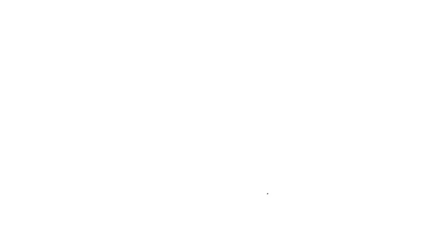 Linha preta Mel dipper vara ícone isolado no fundo branco. Concha de mel. Animação gráfica em movimento de vídeo 4K — Vídeo de Stock