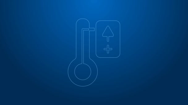 White line Sauna thermometer icon isolated on blue background. Sauna and bath equipment. 4K Video motion graphic animation — Stockvideo