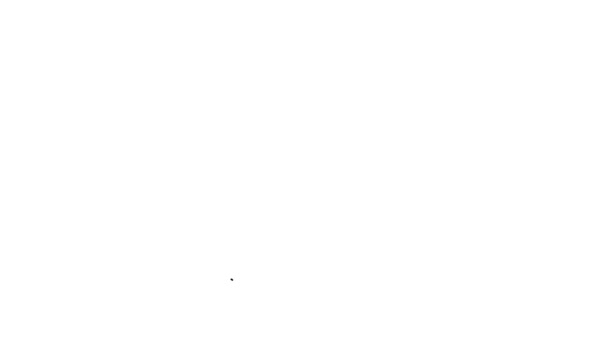 Černá čára Elektrický úsporný plug v listí ikony izolované na bílém pozadí. Šetři energií. Ochrana životního prostředí. Bioenergie. Grafická animace pohybu videa 4K — Stock video
