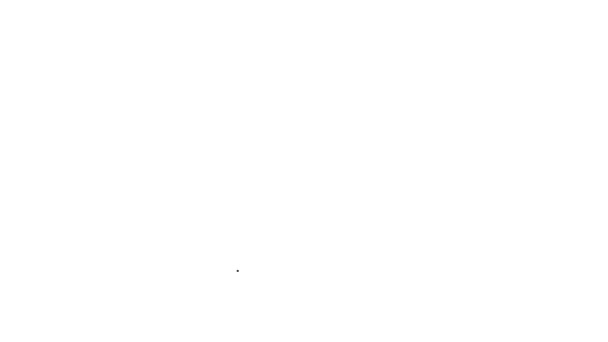 Черная линия Листа Эко символ значок изолирован на белом фоне. Баннер, этикетка, ярлык, логотип, наклейка на экологический зеленый. Видеографическая анимация 4K — стоковое видео