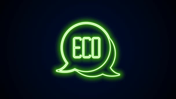 Zářící neonová čára Ikona symbolu Eco listu izolovaná na černém pozadí. Banner, label, tag, logo, samolepka pro eco green. Grafická animace pohybu videa 4K — Stock video