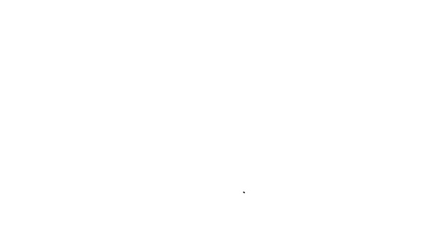 Černá čára Ruka drží list ikony rostliny izolované na bílém pozadí. Příroda. Listové výhonky s ochranou životního prostředí. Grafická animace pohybu videa 4K — Stock video