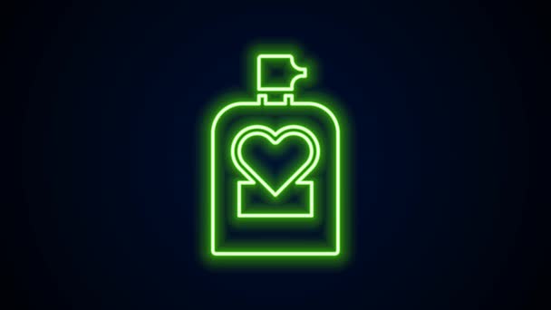 Glowing neon line Perfume icon isolated on black background. 8 March. International Happy Women Day. Happy Valentines day. 4K Video motion graphic animation — Vídeo de Stock