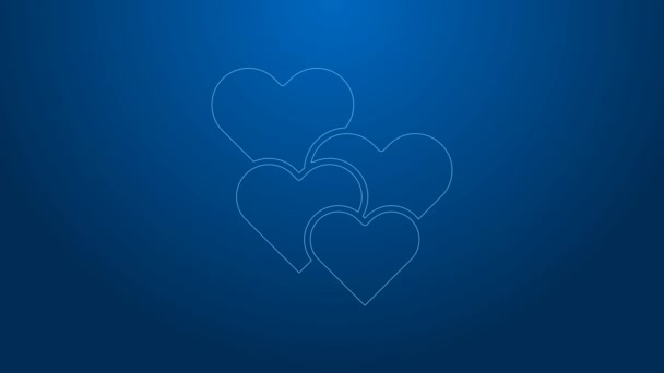 Λευκή γραμμή Καρδιά εικονίδιο απομονώνονται σε μπλε φόντο. Ρομαντικό σύμβολο συνδεδεμένο, ενταχθούν, το πάθος και το γάμο. Ευτυχισμένη ημέρα του Αγίου Βαλεντίνου. 4K Γραφική κίνηση κίνησης βίντεο — Αρχείο Βίντεο