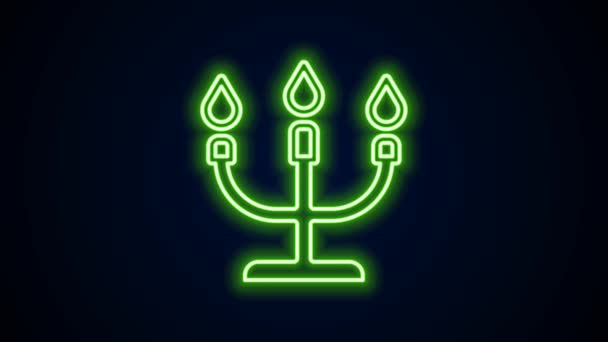 Glowing neon line Candlestick icon isolated on black background. Happy Valentines day. 4K Video motion graphic animation — 图库视频影像
